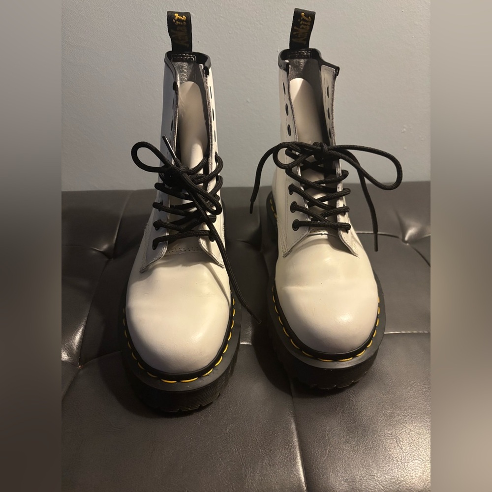 Dr. Martens White Leather Combat Boots